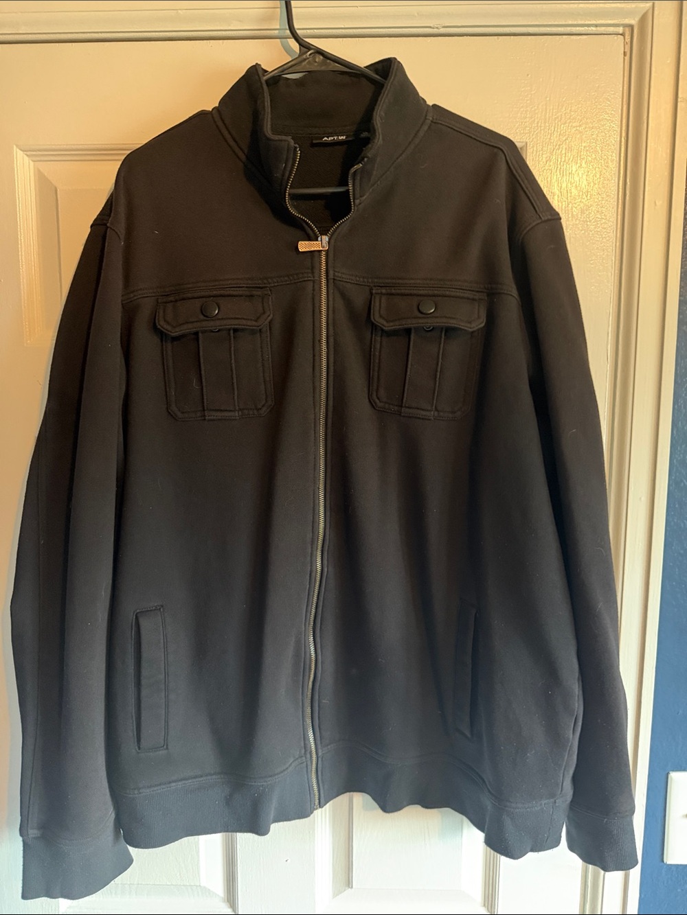 Apt. 9 Men's Black Zip Front Jacket with Chest Flap Pockets